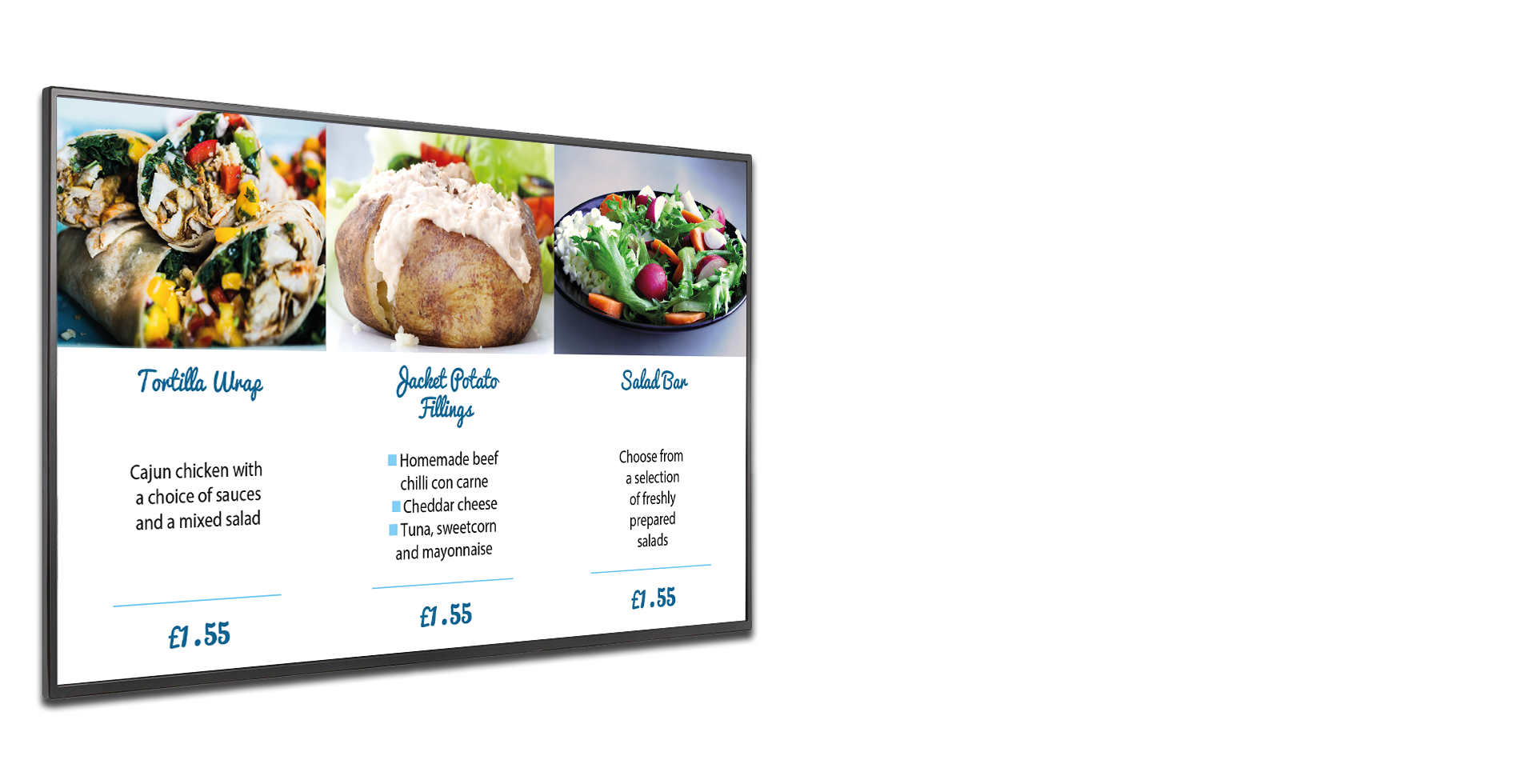 Streetly School digital signage menu board