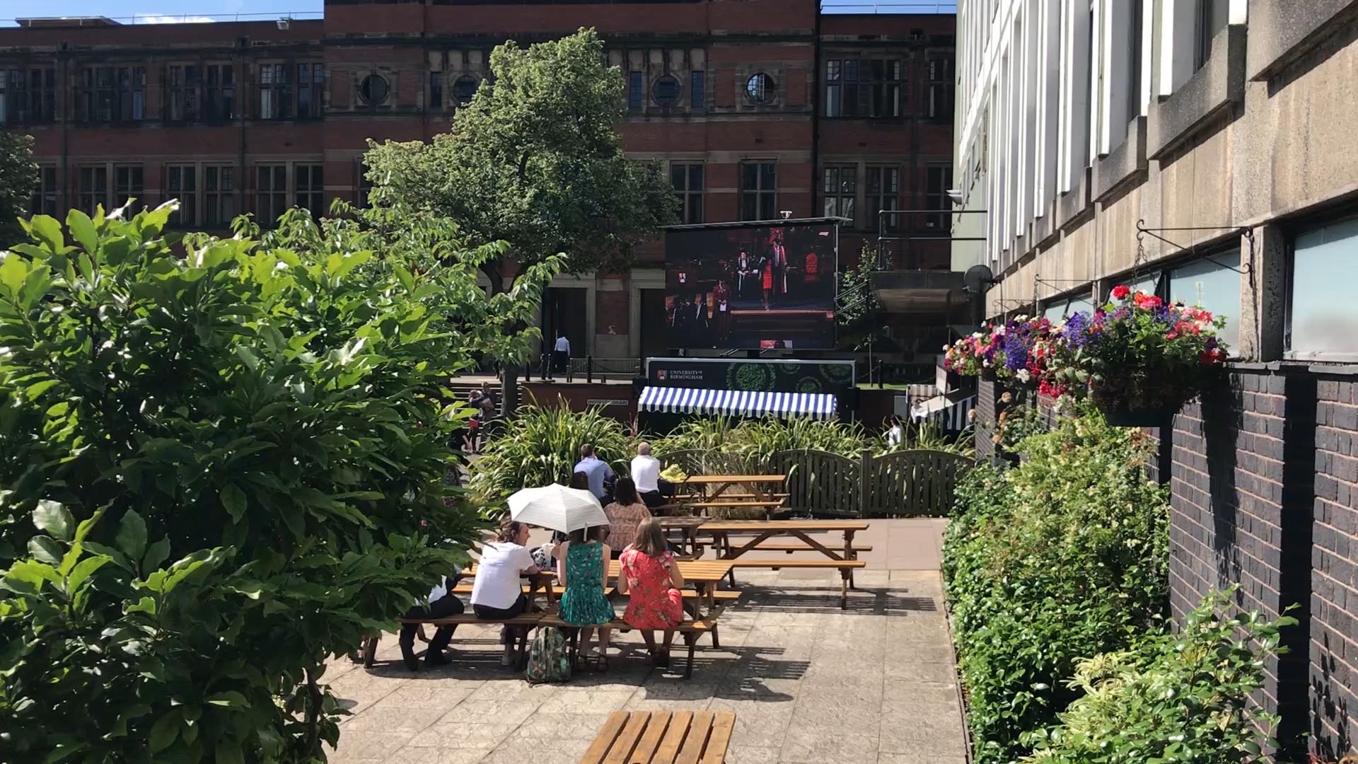 Outdoor digital signage video wall large screen at Birmingham University